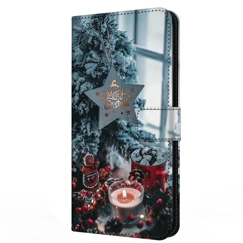 Funda magnética para ZTE Blade V60, Funda de cuero con soporte abatible, Protector completo de teléfono V 60, billetera de Feliz Navidad y Año Nuevo - imagen 5