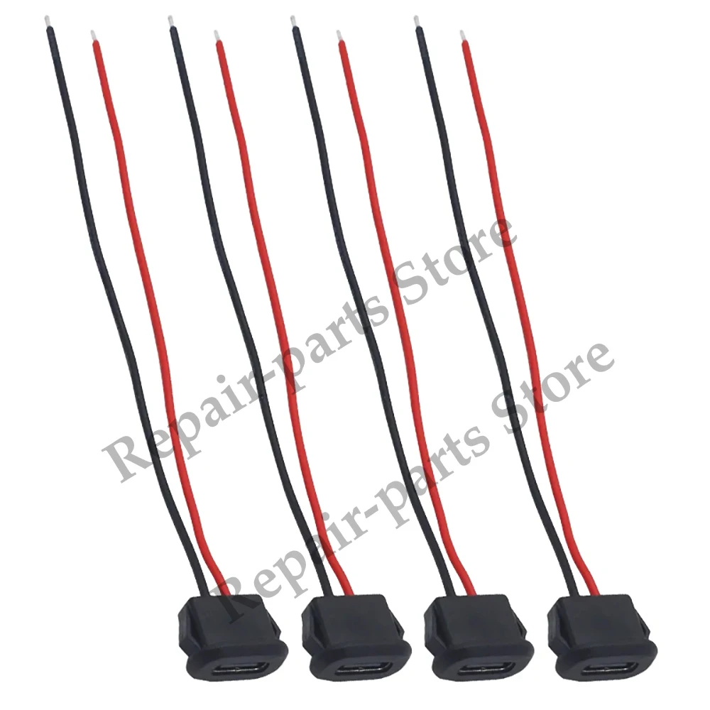 Conector USB impermeable tipo c de 2, 4, 6 pines, base hembra de compresión directa, interfaz de carga con cable de soldadura, 1 ud. - imagen 5