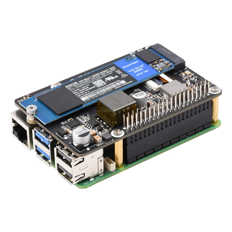 Raspberry Pi 5 PCIe a M.2 SSD HAT (B) admite protocolo NVMe M.2 Unidad de estado sólido Lectura de alta velocidad para Raspberry Pi 5 - imagen 5