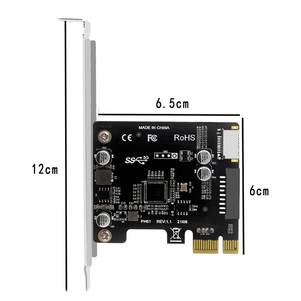Tarjeta adaptadora PCI Express PCI-E a USB3.0 tipo-e, Panel frontal tipo-c, 19P, 20 pines, tarjeta de expansión Compatible con interfaz PCIe X4 X8 X16 - imagen 5