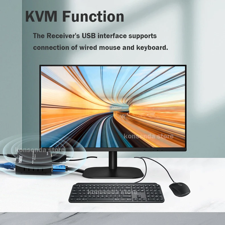 Extensor KVM HDMI USB de 60M sobre Ethernet Cat5e/6 Cable 1080P HDMI KVM Rj45 extensor bucle soporte ratón teclado para PV NVR - imagen 4