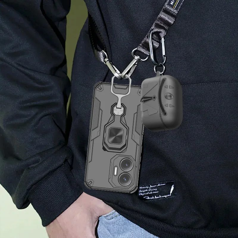 Para OnePlus 15R funda protectora de soporte de teléfono OnePlus 15 R funda a prueba de golpes TPU PC armadura anillo de dedo magnético funda OnePlus 15 R - imagen 5