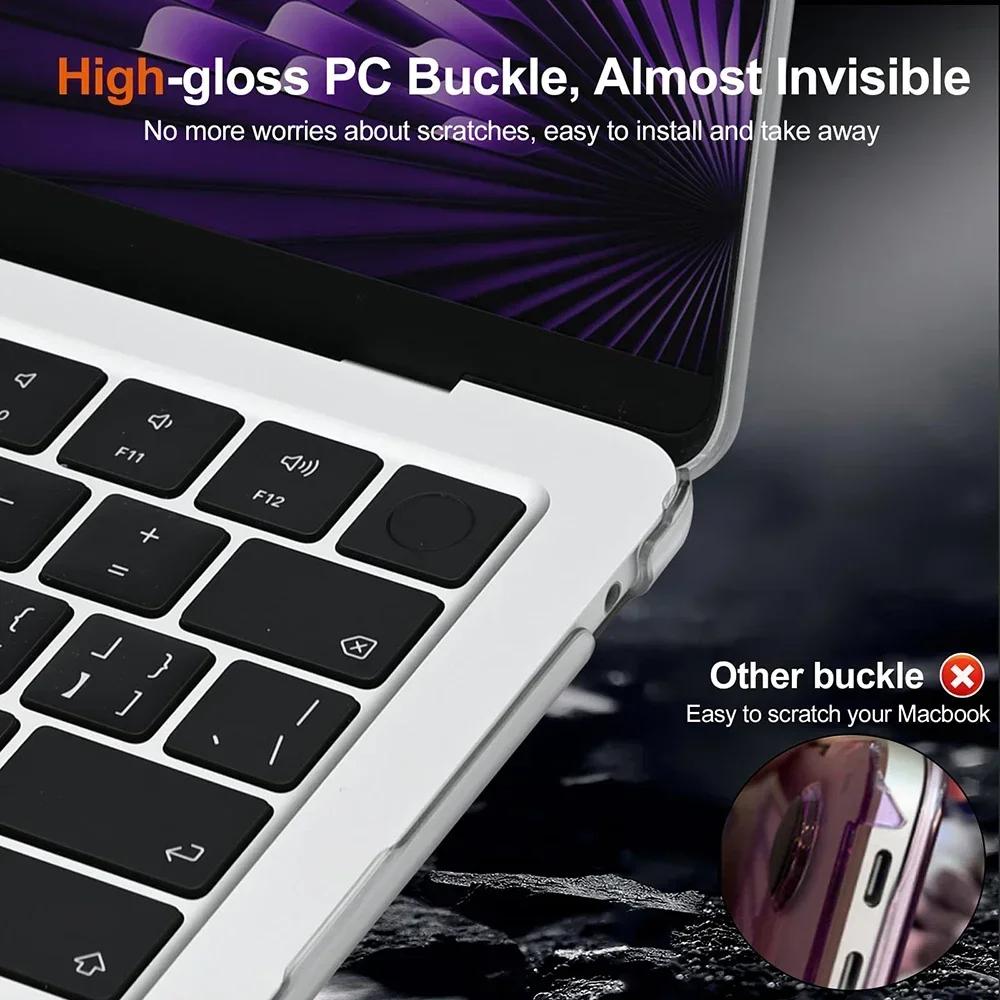 Funda transparente mate para portátil Macbook Air 13,6 M4 15 M3, cubierta esmerilada para Mac Book Pro 13 M1 M2 14 M4 16 2025, accesorios de funda - imagen 2