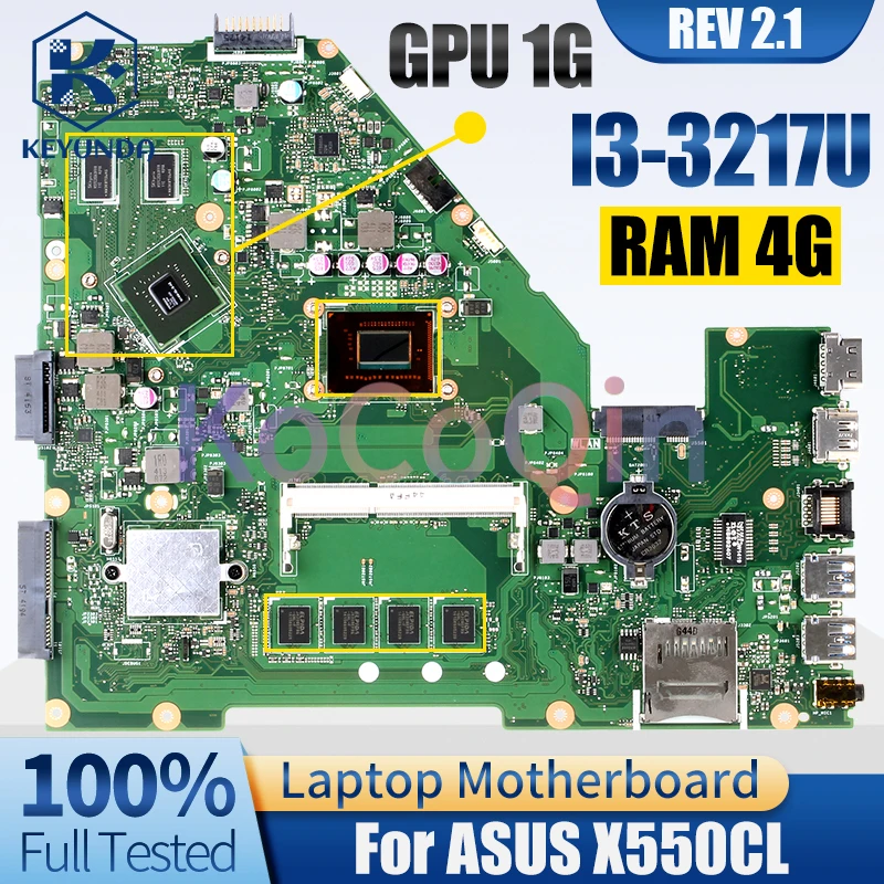 REV 2,1-placa base para portátil ASUS X550CL, I3-3217U RAM, 4G, N14M-GL-S-A2, 1G - imagen 3