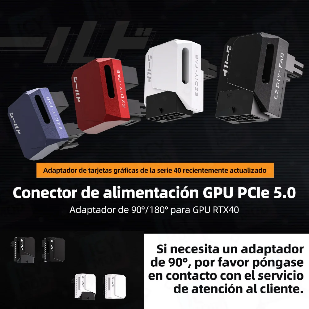 Convertidor de tarjeta gráfica de 16 Pines, adaptador de 180 grados PCIe 5,0 GPU negro/blanco para RTX Geforce 4090 4080 4070, fácil de instalar - imagen 2