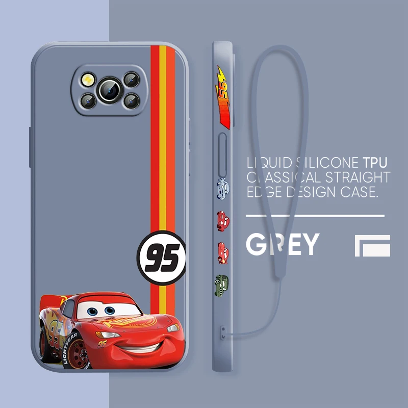 Disney Cars Lightning McQueen funda para Xiaomi Poco, X4, X3, F4, NFC, M6, M4, M3, GT S Pro, 4G, 5G, cuerda líquida izquierda - imagen 4