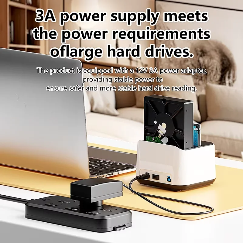 Estación de acoplamiento HDD de doble bahía SATA a USB 3,0, caja clonada HDD para SSD de 2,5/3,5 pulgadas, adaptador de disco duro para ordenador portátil - imagen 5