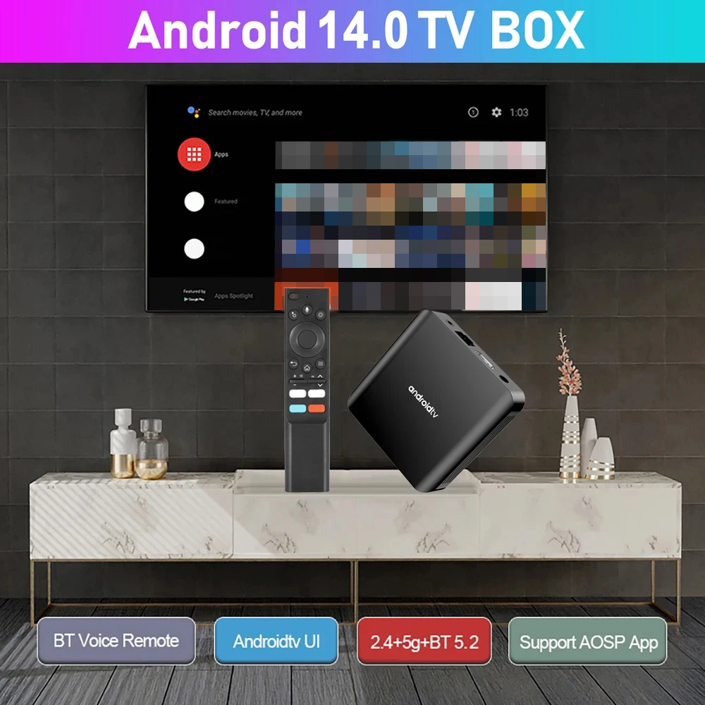 TV Box Android 14 8K TV98 ATV Plus Allwinner H313 Quad Core 5G Dual Wifi BT5.0 compatible con reproductor de control de voz inteligente 4K Set Top Box - imagen 3