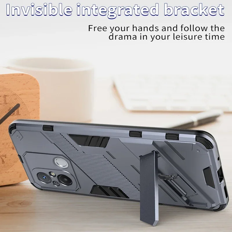 Funda trasera para teléfono Xiaomi Redmi 9, 10, 9A, 9C, 9T, 10A, 10C, 12C, Note 11, 12 Pro, 9S, 10S, 11S, 12S, 4G, 5G, Note 12R, Turbo Armor Holder - imagen 4