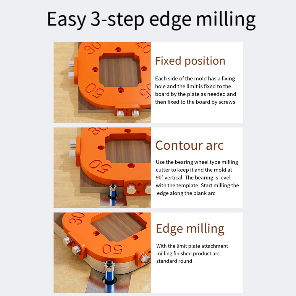Plantillas de radio de esquina para enrutador de carpintería, plantilla de R10-R25/R30-R50, herramienta manual de radio Circular de fresado de esquina curvada - imagen 5