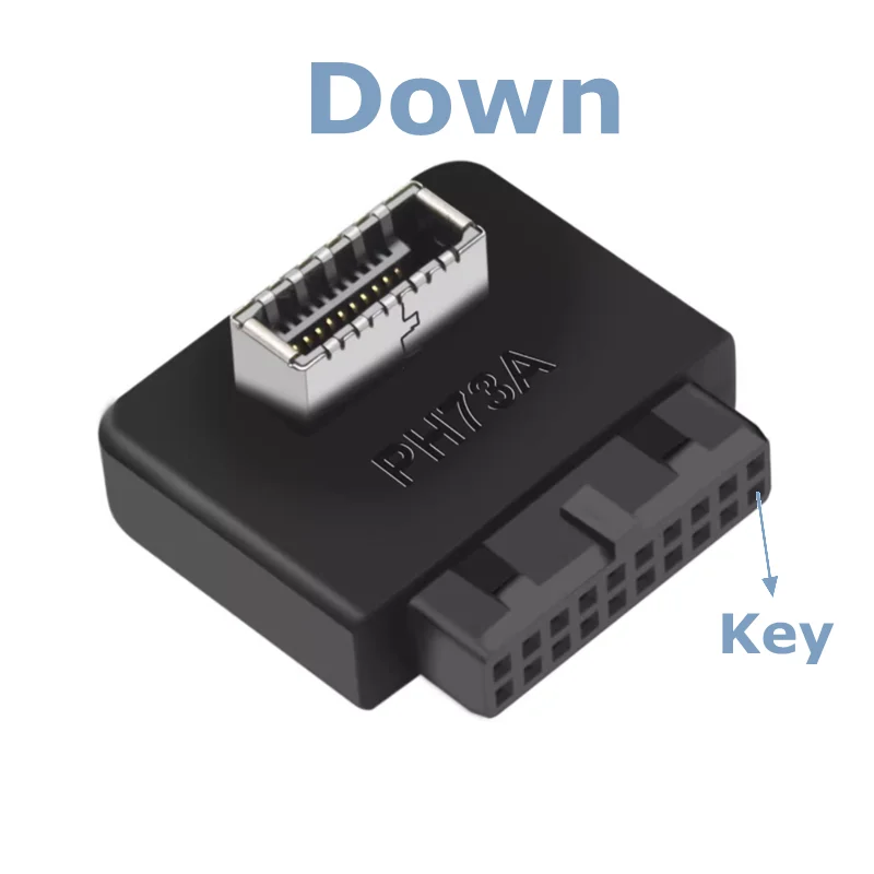 Cabecera interna USB 3,0 a USB 3,1/3,2 tipo C adaptador frontal tipo E convertidor de 20 pines a 19 pines para conector de placa base de pc Riser - imagen 4