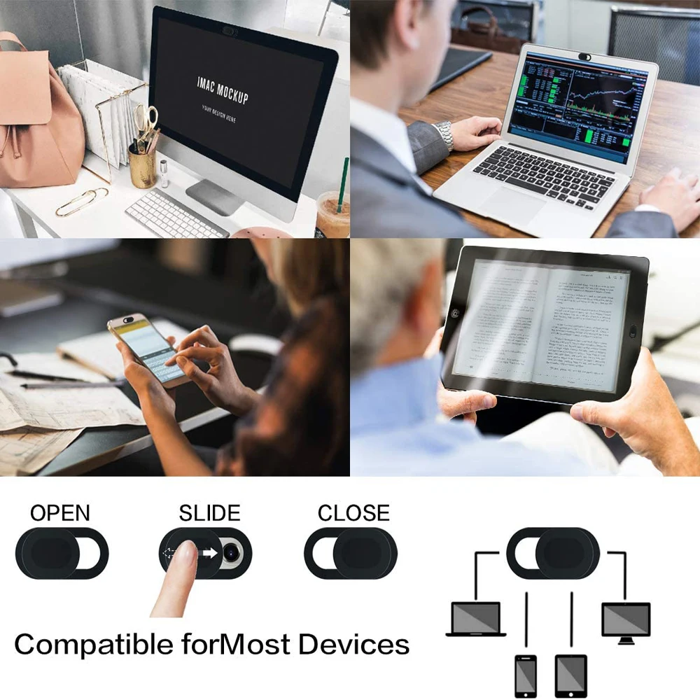 Cubierta de cámara web 1/5/10/20x, deslizador magnético de obturador, cubierta de cámara antiespía Universal de plástico para ordenador portátil, iPad, PC, Macbook, pegatina de privacidad - imagen 3