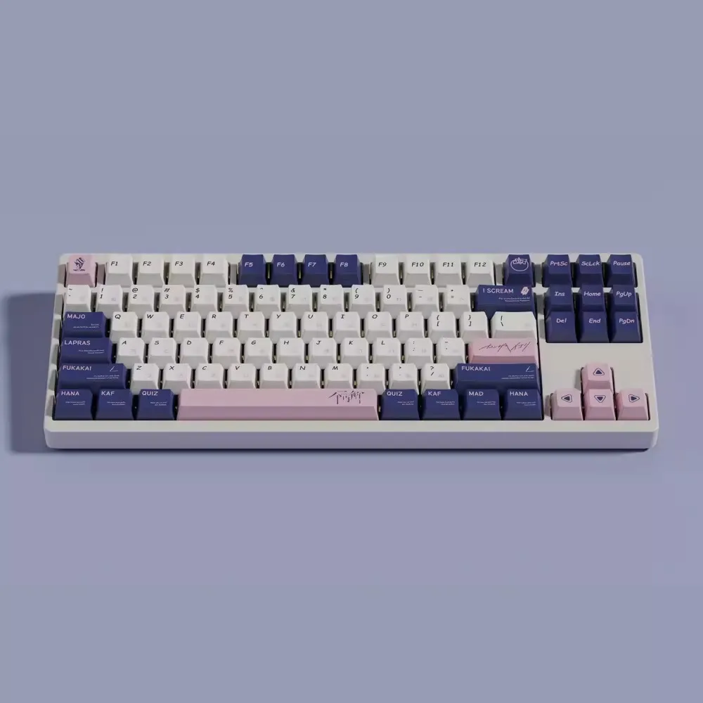 142 teclas/juego de teclas con tema de florilegio, teclas de sublimación de tinte PBT, perfil de cereza, teclas a prueba de luz para 61 64 68 75 84 96 98