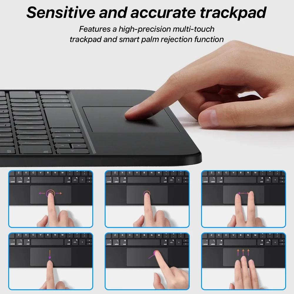 Teclado mágico para iPad Pro 11 Air 4 5, funda de 10,9 pulgadas, retroiluminado, inalámbrico, Bluetooth, con panel táctil - imagen 4