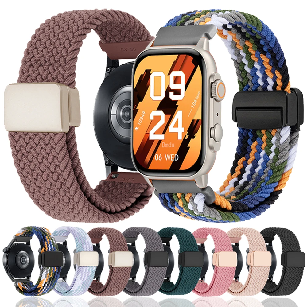 Correa con hebilla magnética de nailon de 20mm y 22mm para pulsera COLMI I28 Ultra P71 P81 P76 con banda trenzada COLMI M42/C81/C60/C61/P68/P73/V68