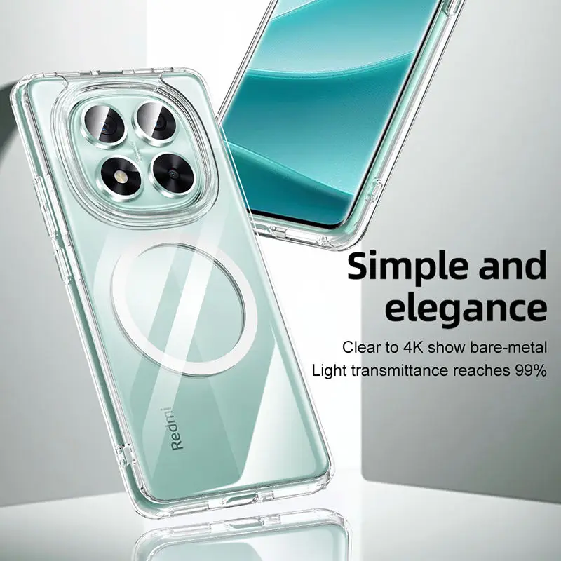 Para Redmi Note 14 Pro 5G POCO X7 Funda de lujo acrílica Magsafe Armadura transparente contraportada para Xiaomi POCO X 7 Funda a prueba de golpes - imagen 3