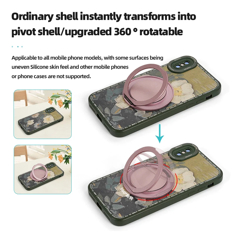 Soporte para teléfono móvil con purpurina, anillo con agarre, espejo redondo, soporte para teléfono móvil para iPhone, Samsung, Xiaomi, soporte Universal para teléfono - imagen 4