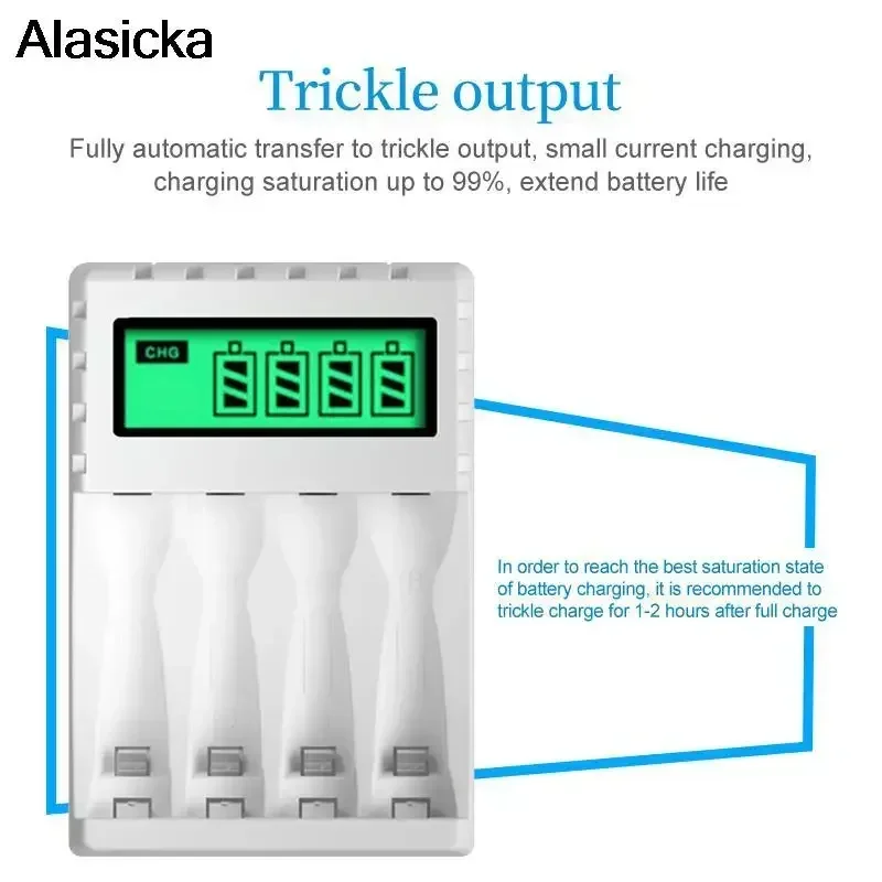 Cargador de batería inteligente con pantalla LCD con 4 ranuras para pilas recargables AA/AAA NiCd NiMh cargador aa aaa - imagen 4