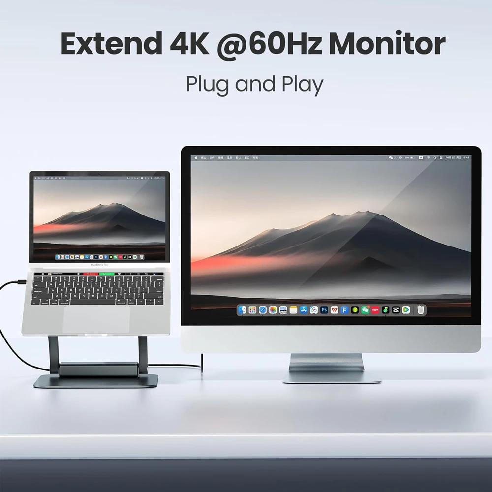 Soporte para ordenador portátil USB-C Hub PD100W carga 4K @ 60Hz soporte ergonómico para ordenador portátil estación de acoplamiento Universal para MacBook Pro Dell Lenovo - imagen 5