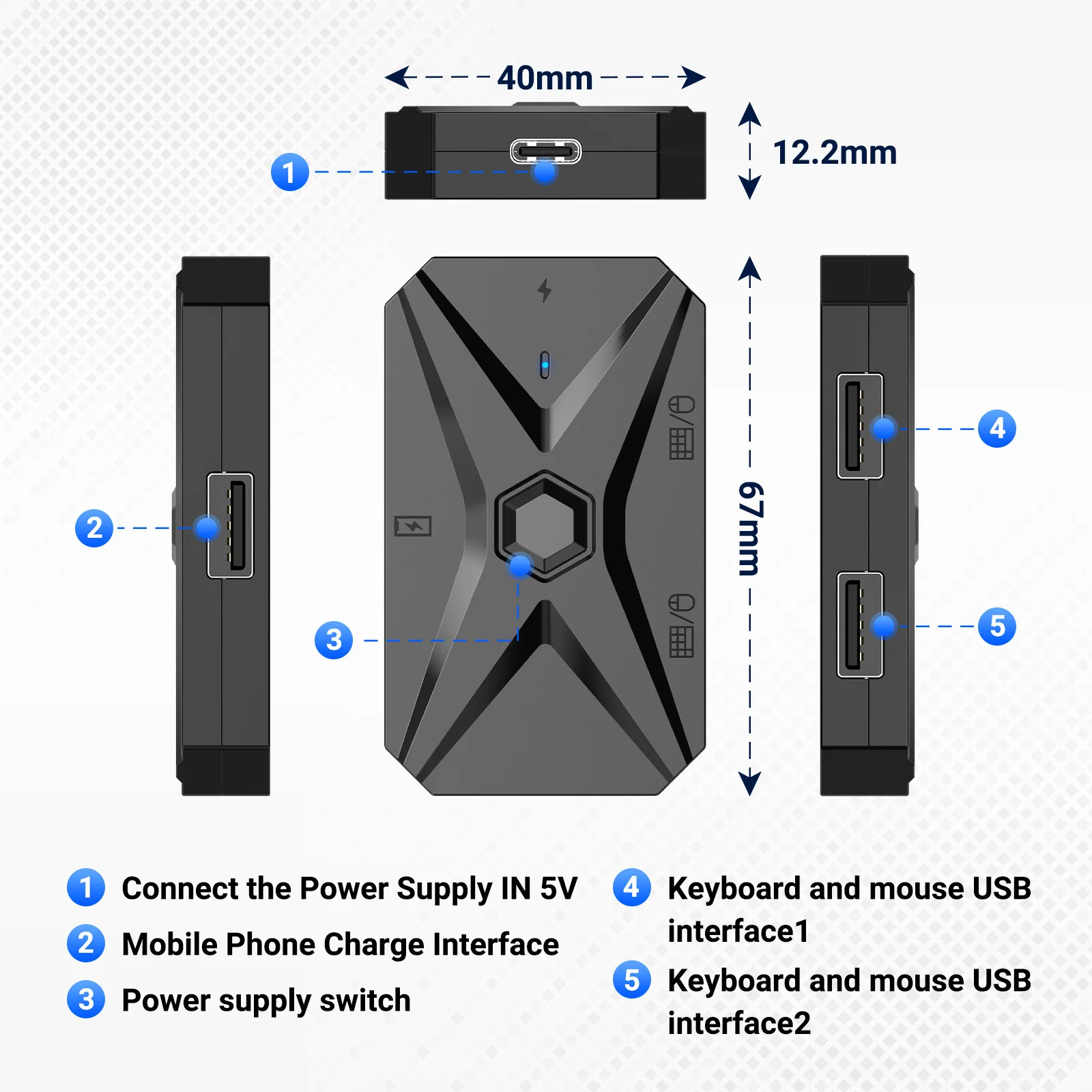 Kit convertidor de juegos móviles Kit Mobilador teclado para juegos ratón M1 Pro + 5 en 1 Combo controlador de conexión Bluetooth PUBG CF FF - imagen 4