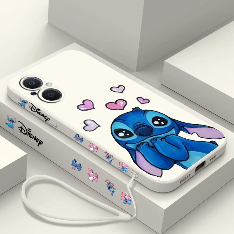 Dibujos animados de la serie Stitch para OPPO Find X5 X3 X2 Lite Pro Neo A5 A53 A94 4G 5G, funda suave para teléfono con cuerda izquierda líquida - imagen 2