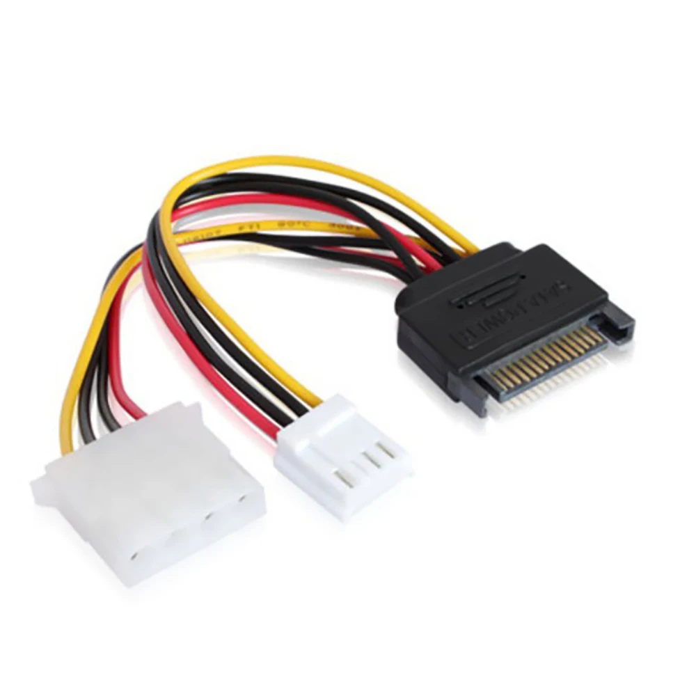 Cable de alimentación SATA, convertidor de 1 a 2, 15 pines macho a pequeño 4P, adaptador de Cable de enchufe grande de 4 pines, extensor de Cable de alimentación de disquete IDE - imagen 5