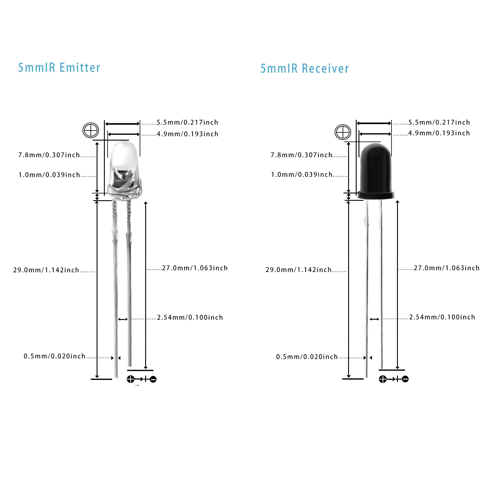 20 piezas emisor y receptor IR 940nm 3mm 5mm diodo Led infrarrojo 301a para Arduino - imagen 3