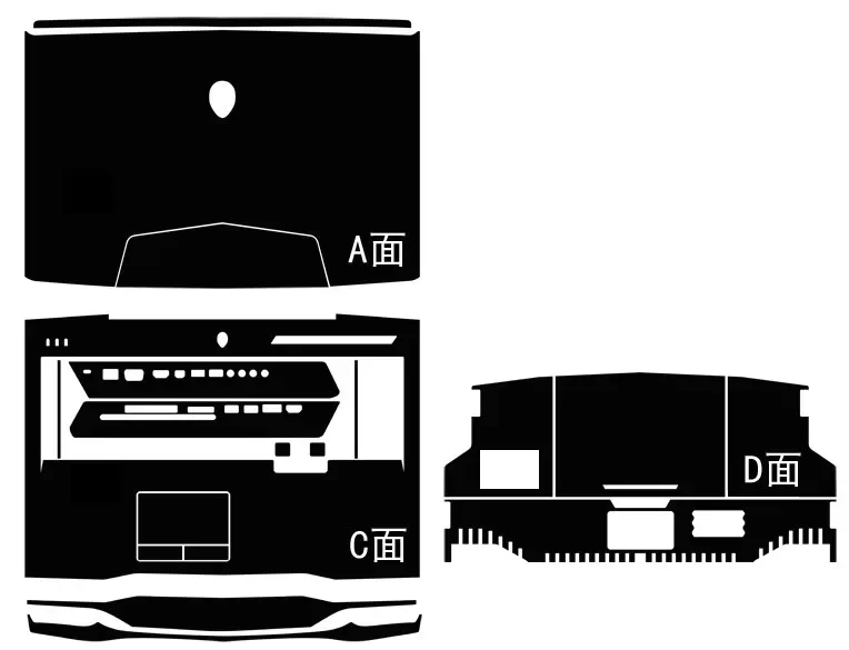 Película de cubierta adhesiva de piel para Alienware, precortada, 1x superior, 1x reposamanos, 1x inferior, M18X, R1, R2, M17X, R1, R2, R3, R4, M15X, M14X, M11X, versión antigua - imagen 2