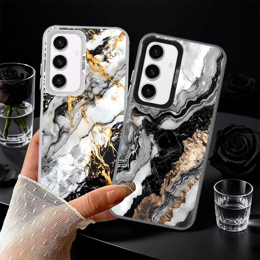 Funda trasera de mármol con flores para Samsung Galaxy A22 A52 A73 A53 A24 A26 A33 A34 A36 A32 A25 A23 - imagen 3