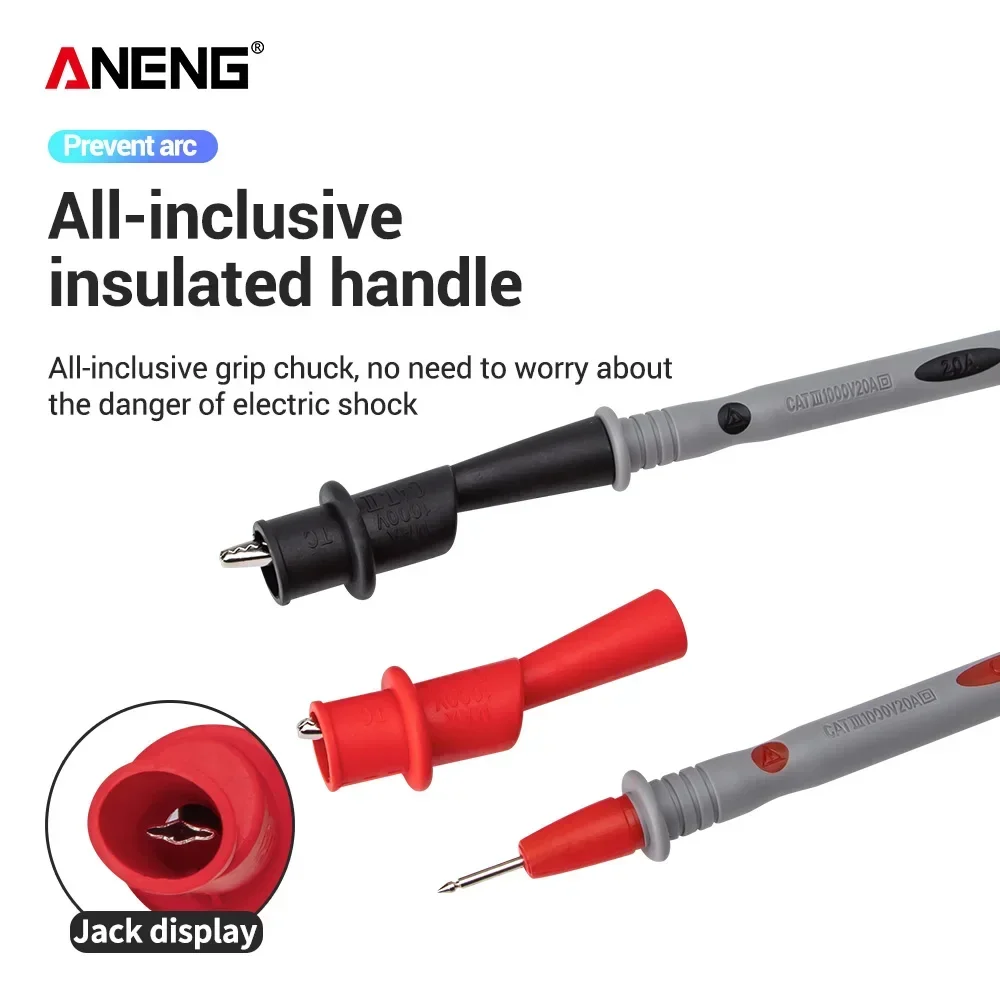 Cable de prueba de sonda multímetro 1000V ANENG PT1034 silicona + Clip de prueba de cocodrilo aguja retardante de llama - imagen 3