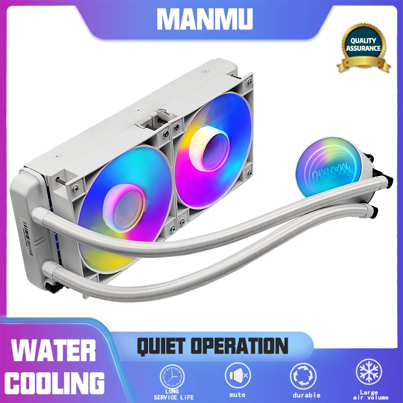 Manmu-enfriador de CPU líquido de 240mm, ventilador PWM de 4 pines, 120mm, RGB/AC, refrigeración por agua integrada AM5 AM4 Intel 115x/1200/1700/2011/2066 - imagen 2