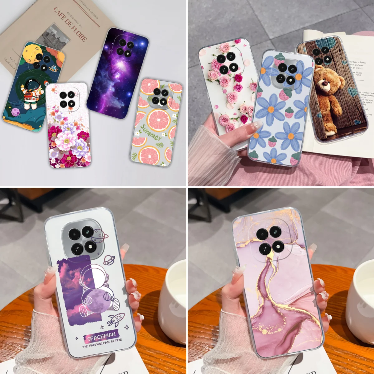 Funda de teléfono para Realme V60 Pro V60S 5G transparente lindo oso suave TPU silicona a prueba de golpes Funda protectora para Realme V 60 Funda