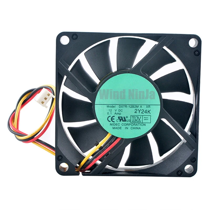 Ventilador de refrigeración con doble rodamiento de bolas, 7cm, 70mm, D07R-12B2M, DC12V, 0,10a, chasis de 3 pines, ventilador enfriador de CPU para Hardware de ordenador, tamaño 70x70x15mm - imagen 3