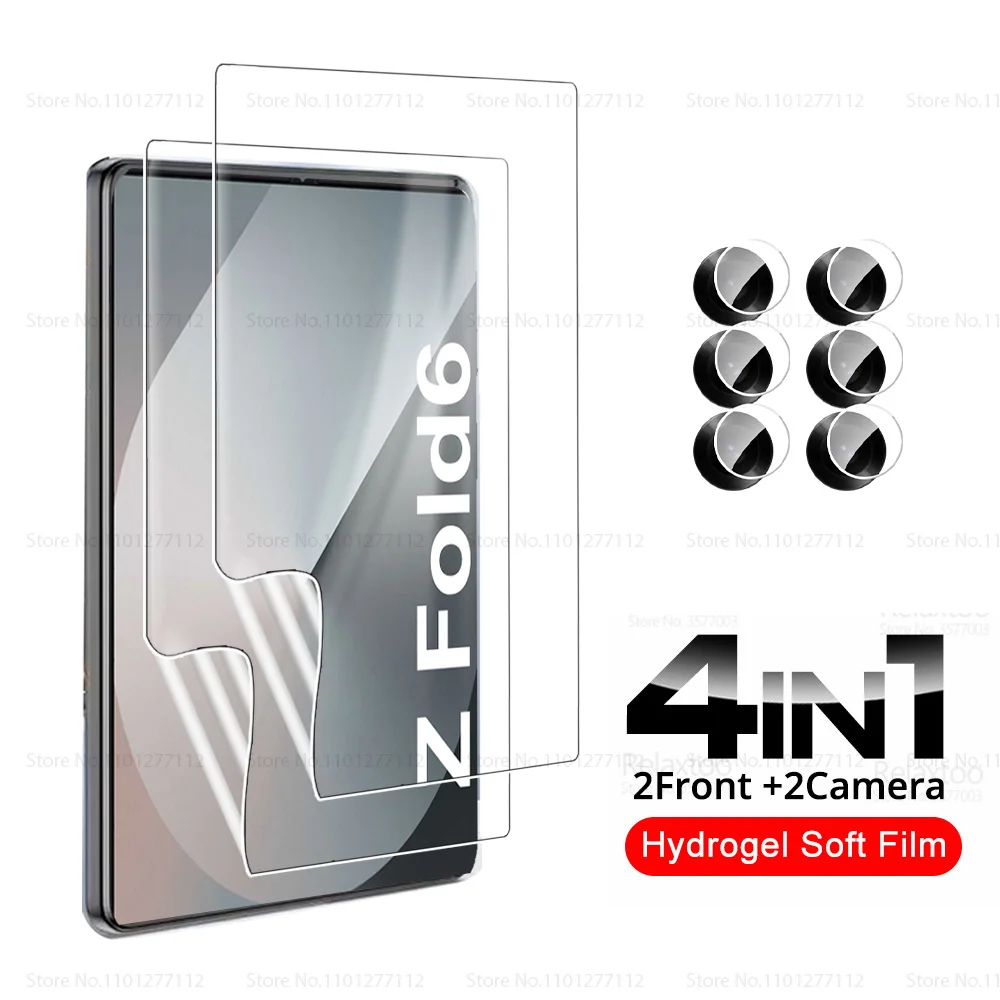 Película interior de hidrogel 4 en 1 para Samsung Galaxy Z Fold 6, Protector de pantalla de cámara, cristal de lente Samsang ZFold6 ZFold 6 Fold6 5G