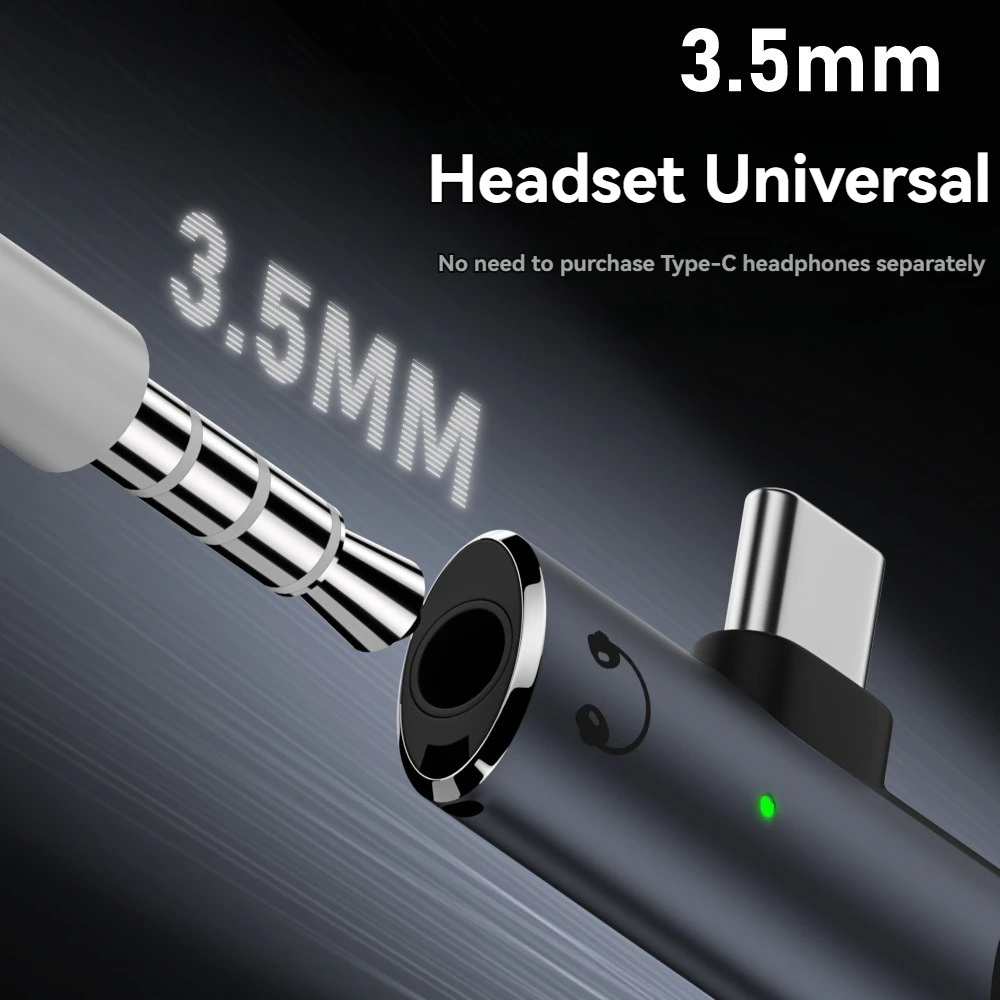 USB C a 3,5 mm para auriculares y cargador Adaptador 2 en 1 Tipo C a conector de audio auxiliar con dongle de carga rápida PD 100 W para computadora portátil móvil - imagen 5