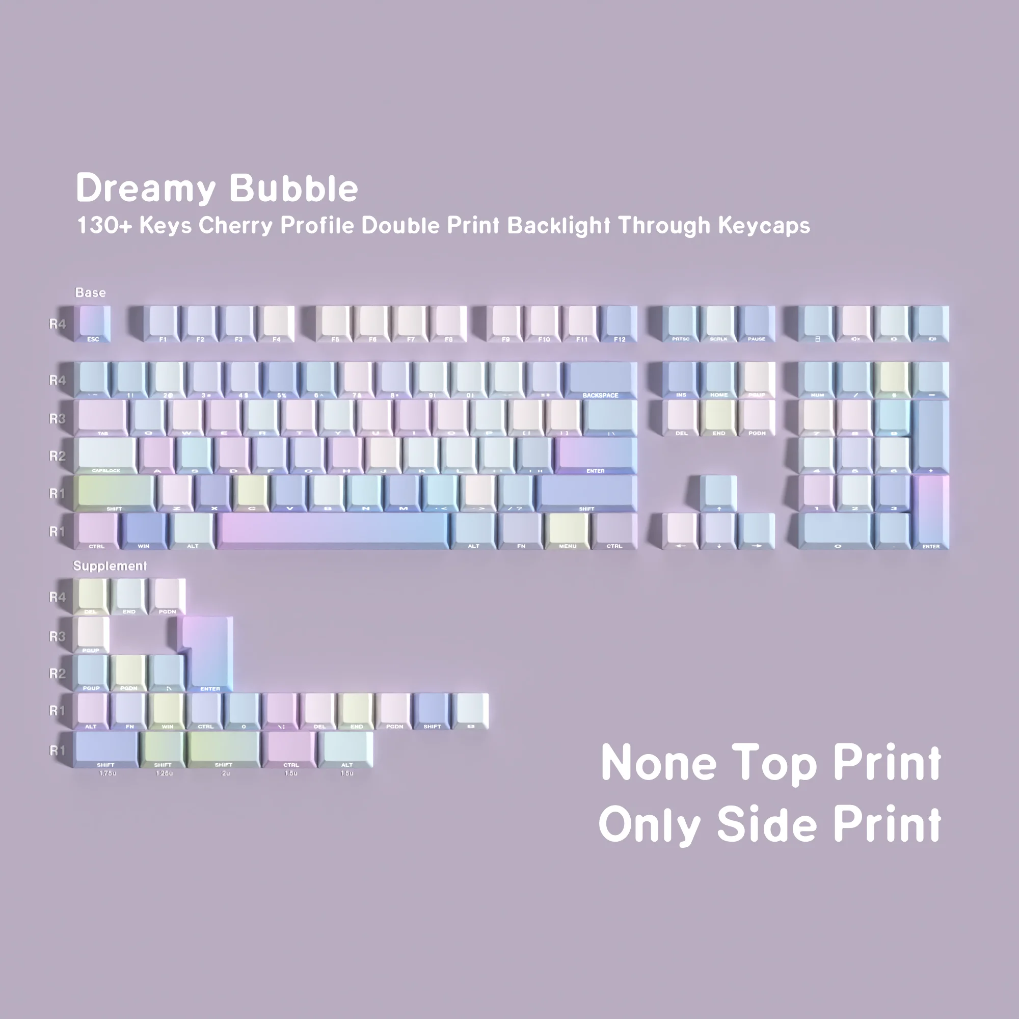 Teclas PBT que brillan a través de letras laterales, teclas de cereza ISO, alemán, español, francés, ruso, coreano para teclado mecánico - imagen 4