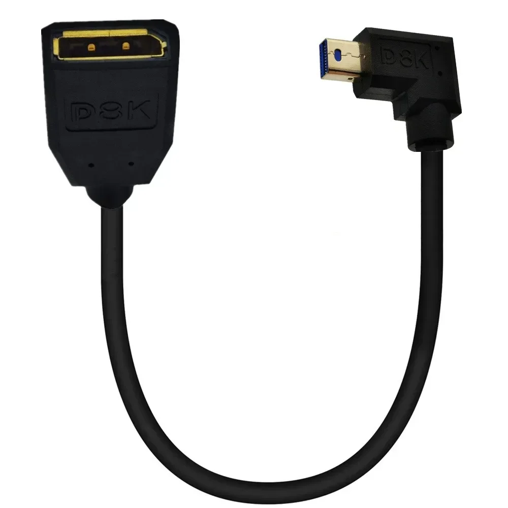 Cable de extensión Mini Displayport a DP hembra, 8K @ 60Hz, en ángulo recto, macho a hembra DP, con Panel de tornillo de montaje, 0,3 m - imagen 4