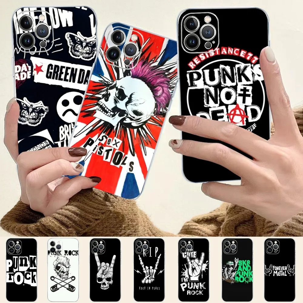 Funda de teléfono Punk Rock para iPhone 14 11 12 13 Mini Pro XS Max, Funda 6 7 8 Plus X XR SE 2020