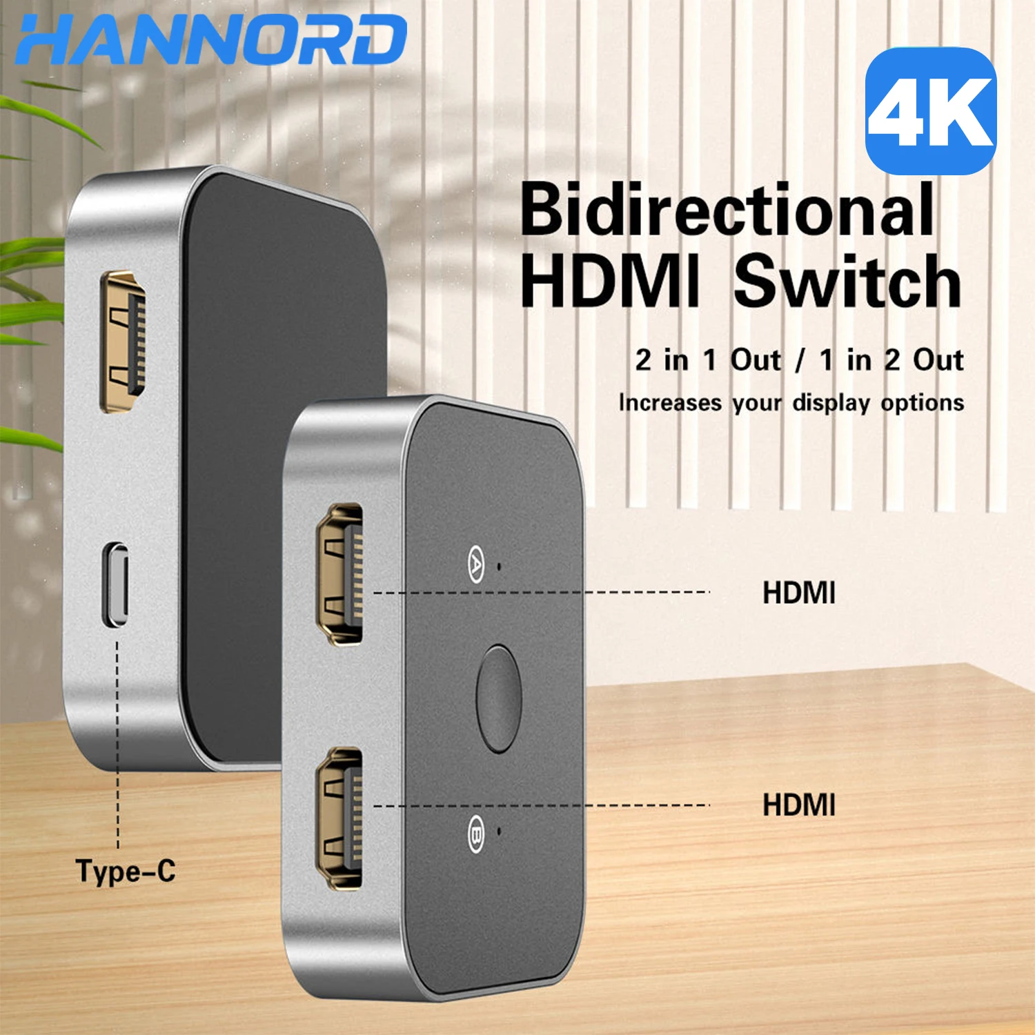 Hannord-conmutador compatible con HDMI, 4K, 144Hz, USB C, concentradores bidireccionales, compatible con tecla caliente, conmutador de distribución de vídeo de alta definición - imagen 3