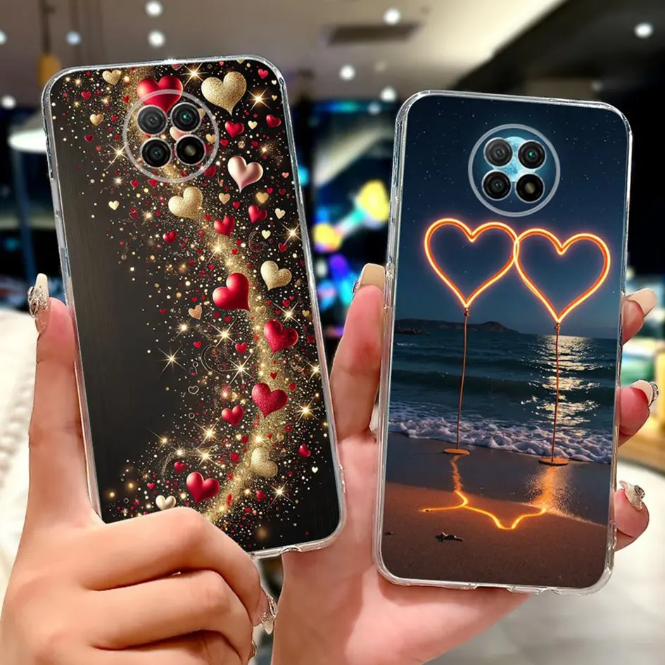 Funda para Xiaomi Redmi Note 9T, Funda de teléfono de silicona suave con dibujos de corazón y mariposa de 6,53 pulgadas para Xiaomi Redmi Note 9 5G - imagen 2
