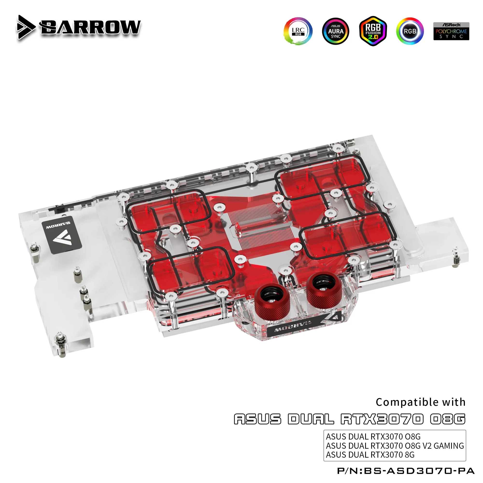 Barrow GPU bloque de agua para ASUS DUAL RTX3070 O8G/8G enfriador de tarjeta gráfica 5V ARGB 3PIN AURA SYNC - imagen 3