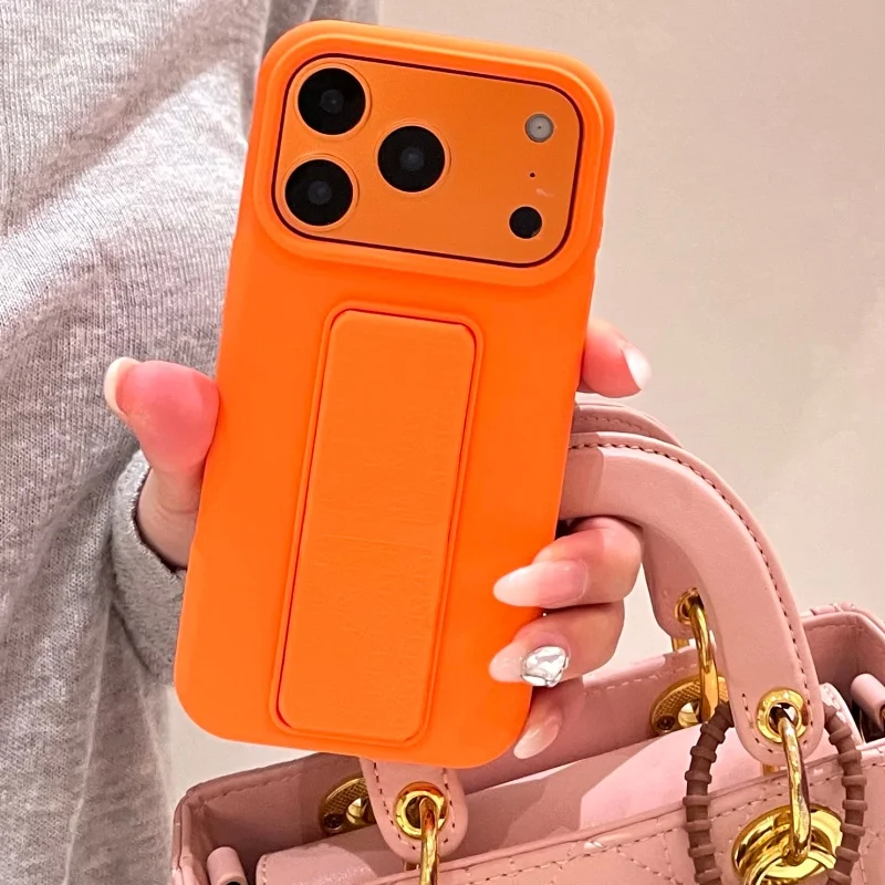 Funda plegable de Color caramelo con soporte líquido Original para iPhone 17 Air 16 15 14 Plus 13 12 11 Pro Max, cubierta lisa a prueba de golpes - imagen 5