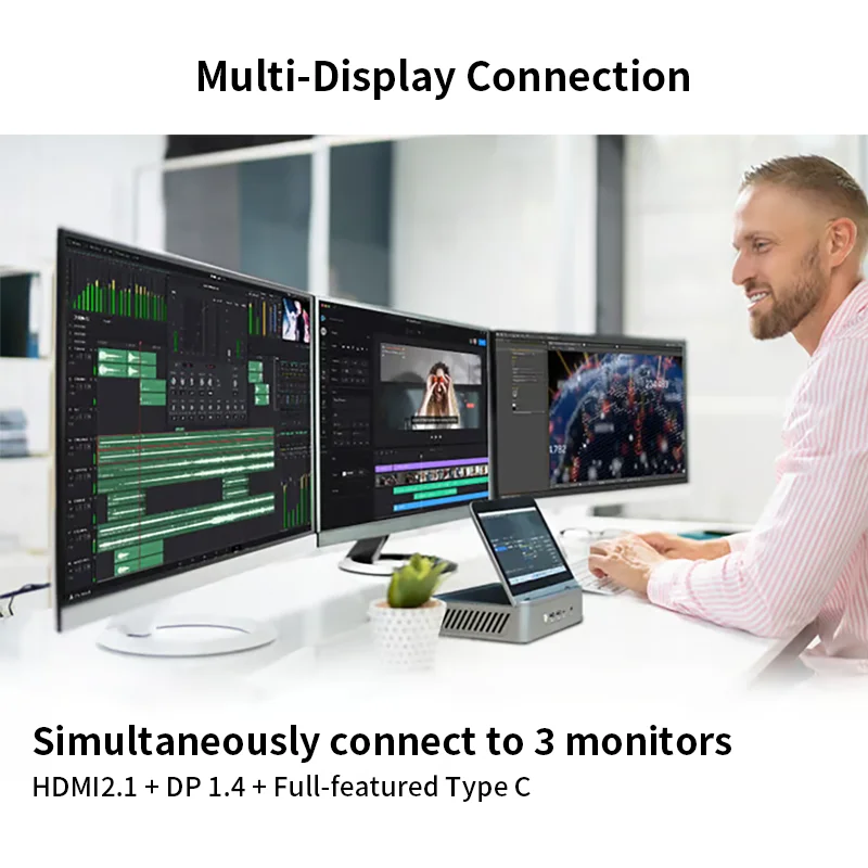 AMD 7 "pantalla Mini PC Ryzen 9 6900HX 8 Core DDR5 2xLAN 2,5G NVMe 2 * tipo C pequeño ordenador de oficina/hogar WiFi6 BT5.2 HD DP 7640HS - imagen 4