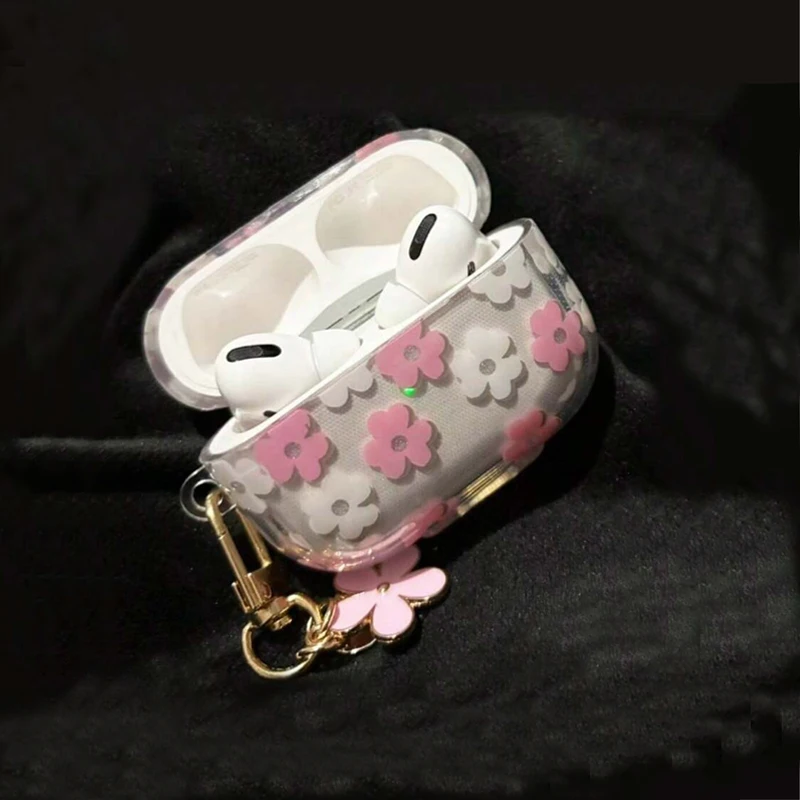 Funda de auriculares de TPU suave con purpurina ostentosa para Airpods 4 Pro de segunda generación con diseño de flores de dibujos animados bonitos Air Pods 3 1 3. a generación