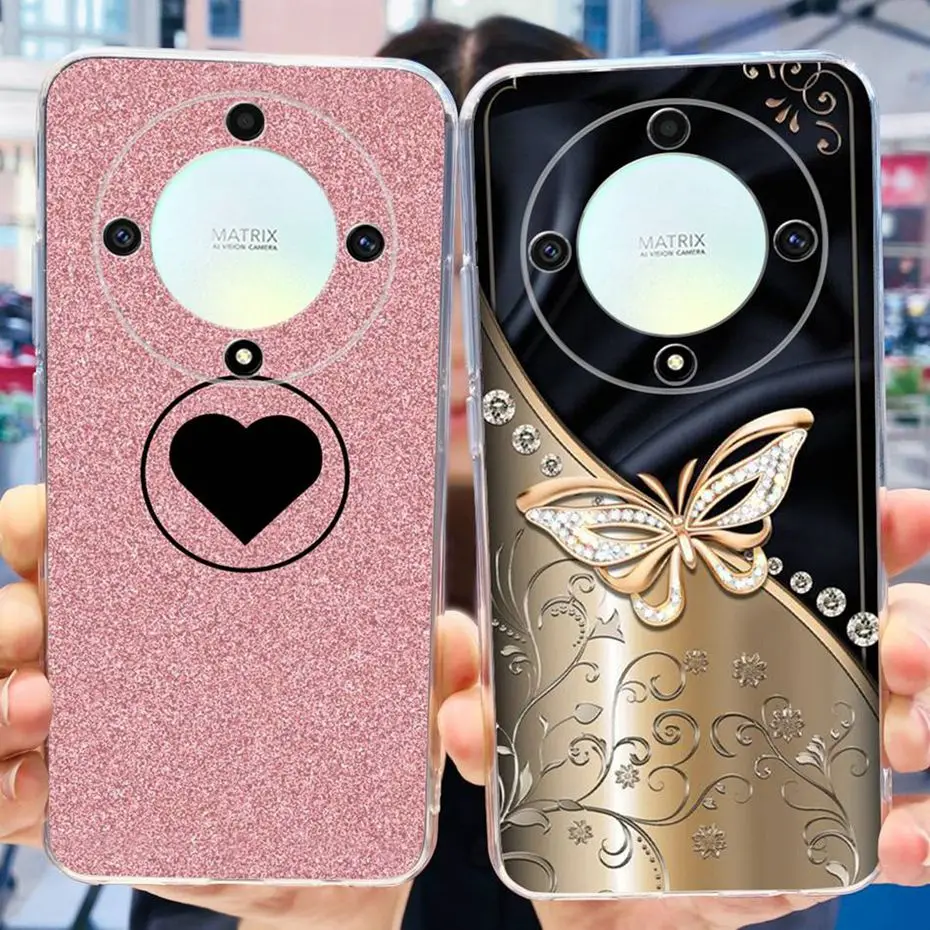 Funda de teléfono con patrón de gato y flores para Honor X9b 2023, funda trasera de TPU de silicona suave para Honor X9b X 9B 5G - imagen 2