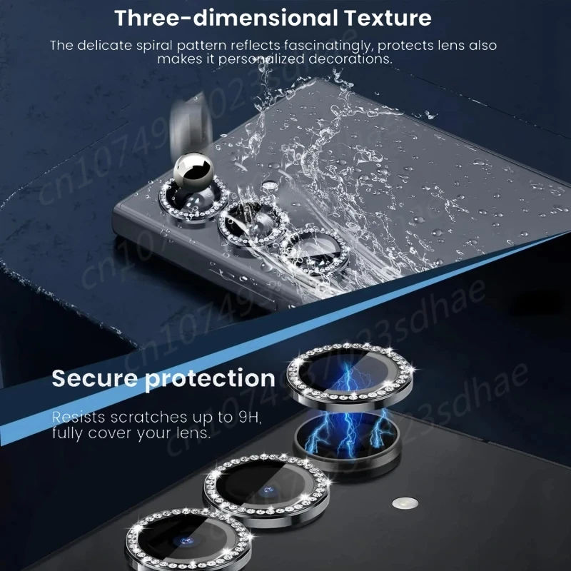 Protector de anillo de cámara de Metal con diamante 3D ostentoso para Samsung Galaxy A55 A35 A54 A34 A15 5G lente de aleación HD tapa protectora de vidrio templado - imagen 3