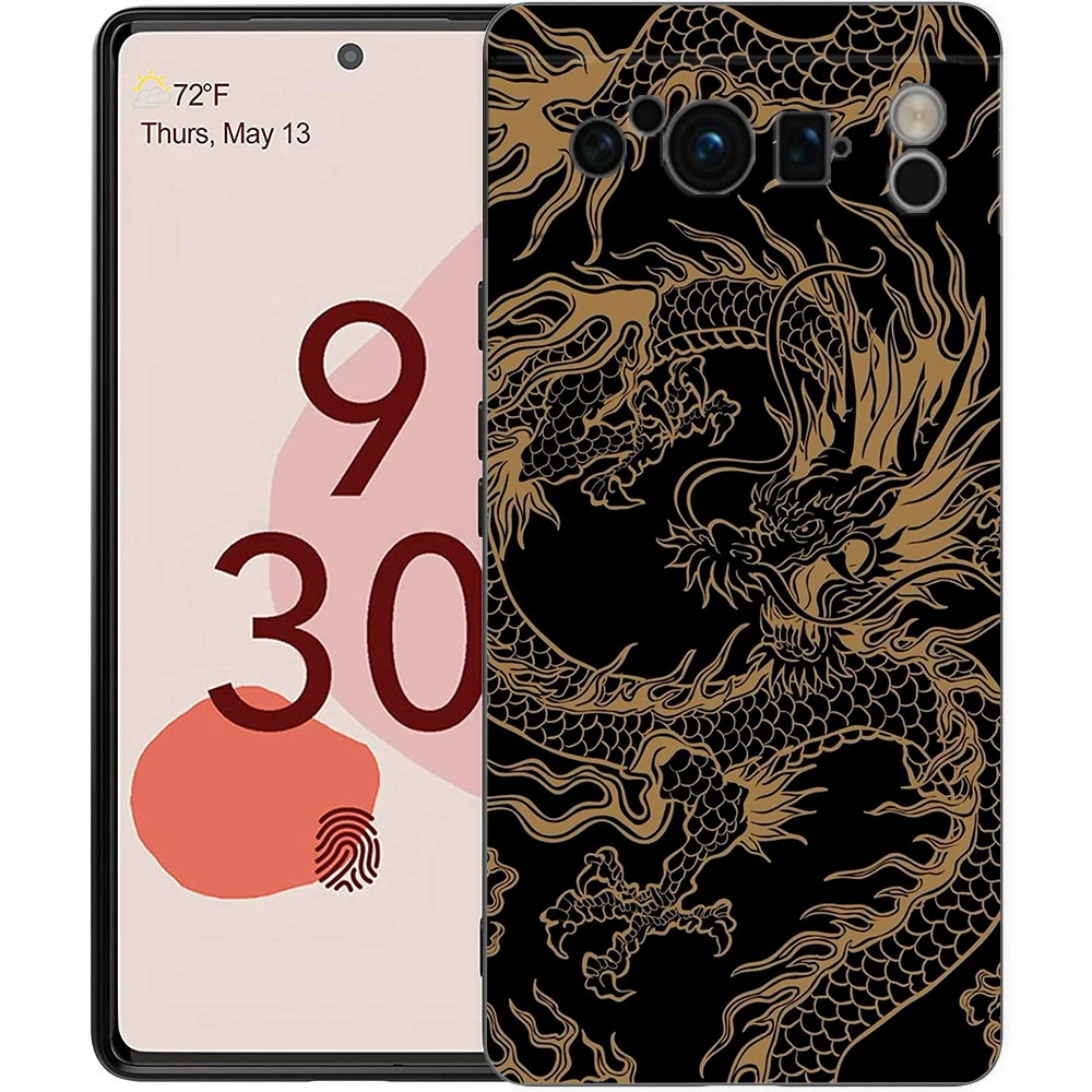 Funda de silicona suave a prueba de golpes para Google Pixel, carcasa negra de TPU, Color ilusorio, dragón chino, 8, 7, 6 Pro, 8A, 6A, 7A, 5G - imagen 3