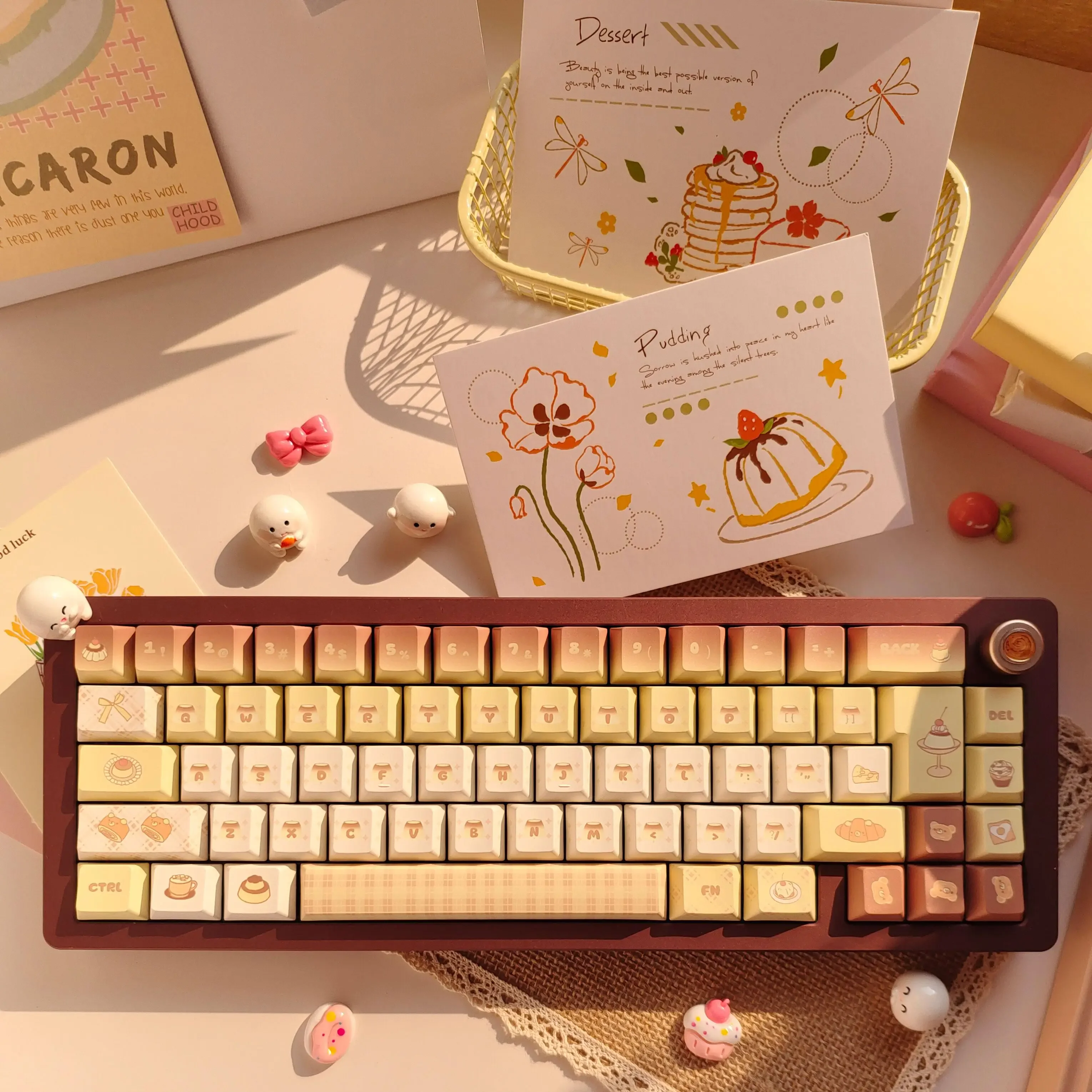 Keycap caramelo pudín cereza Moa Pbt luz lateral grabada para teclado mecánico Pbt sublimación completa de cinco lados Keycap - imagen 4