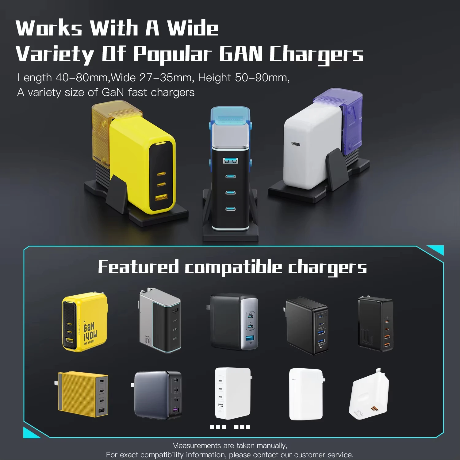 Soporte ajustable, Kit de soporte adaptador de escritorio con cable de extensión hembra a macho para cargador Ugreen CUKTECH de 140W Gan, enchufe estadounidense - imagen 3