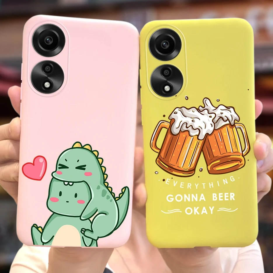 Para Oppo A78 4G funda CPH2565 Linda funda pintada de dibujos animados de moda funda de teléfono de silicona suave para Oppo A78 A78 OppoA78 5G mate Coque - imagen 4